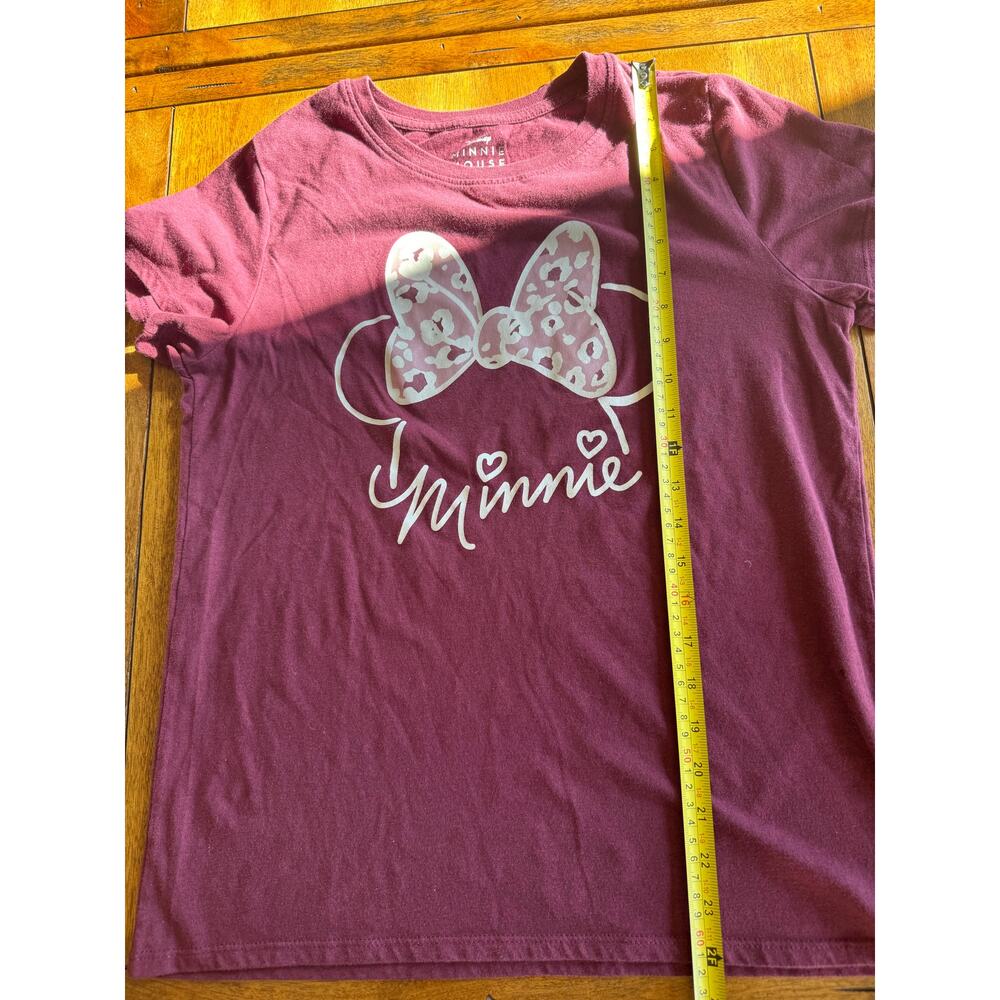 Disney Minnie Mouse Leopard Bow Graphic Tee Burgundy Size S - Picture 7 of 7
